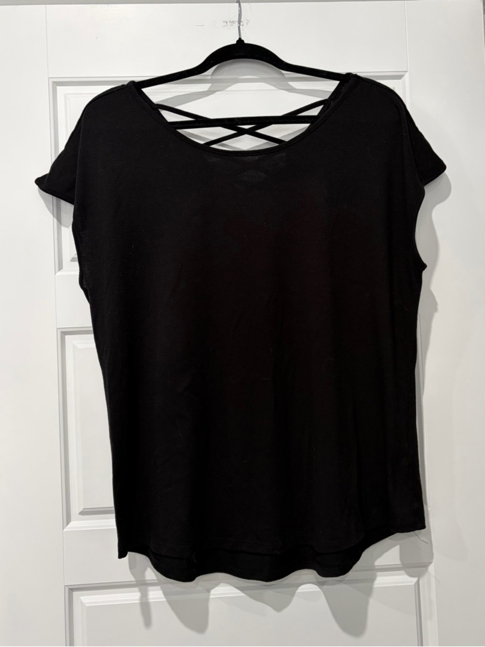 Ricki's Black Short Sleeve Top with Crisscross Back
